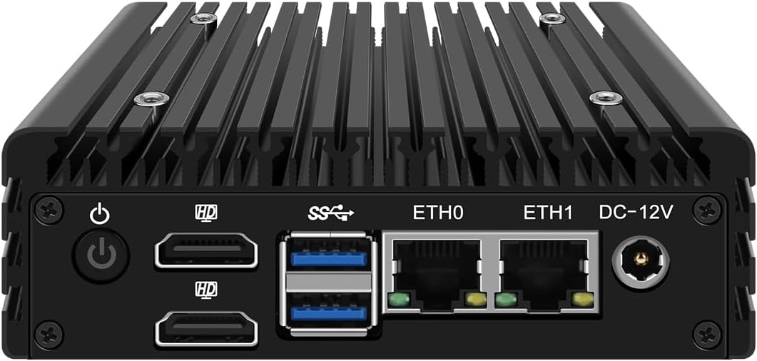 HUNSN Micro Firewall Appliance, Mini PC, VPN, Router PC, Intel Core I3 N305, RJ56, AES-NI, 2 x 226-V 2.5GbE LAN, 2 x HDMI2.0, 2 x USB3.2, Barebone, NO RAM, NO Storage, NO System