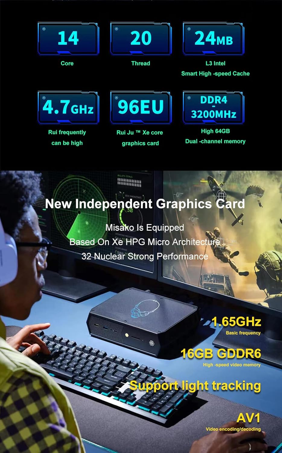 Intel NUC 12 Enthusiast (NUC12SNKi72, Serpent Canyon) Mini PC 12th Gen Intel Core i7-12700H Upto 4.7GHz, 32GB RAM, 1TB PCIe SSD | Intel Arc A770M | Thunderbolt 4 | WiFi| Window 11PRO