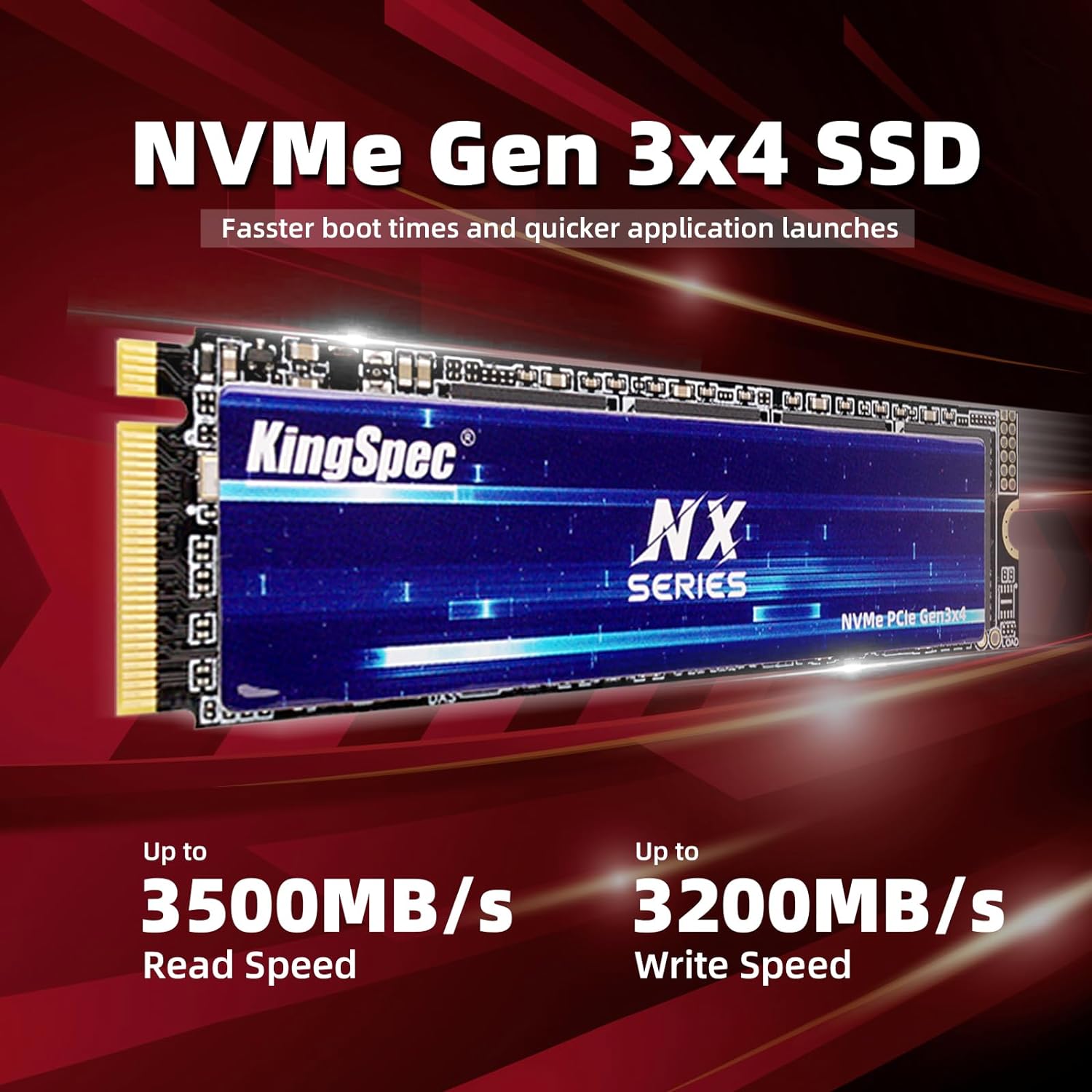 KingSpec NX Series 1TB Gen3x4 NVMe M.2 SSD, Up to 3500MB/s, 3D NAND Flash M2 2280 Internal Solid State Drive, for Desktop and Laptop