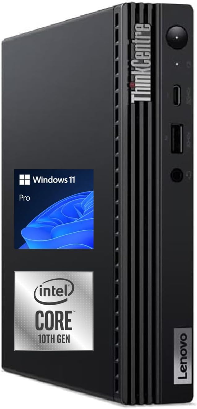 Lenovo ThinkCentre Business Mini Desktop, Intel Core Processor(Up to 4.3Ghz), 16GB RAM, 256GB SSD, Display Port, HDMI, USB Type-C, RJ-45, Wi-Fi 6, Windows 11 Pro, Black