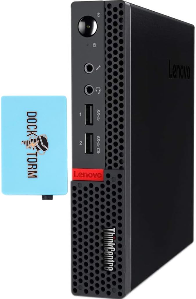 Lenovo ThinkCentre M625 Mini Desktop PC Black (AMD A4-9120c, 8GB RAM, 128GB PCIe SSD, AMD Radeon, AC WiFi, Bluetooth 5.1, 6 USB Ports, 2 Display Port (DP), RJ-45, Win 11 Home) with DKZ Hub