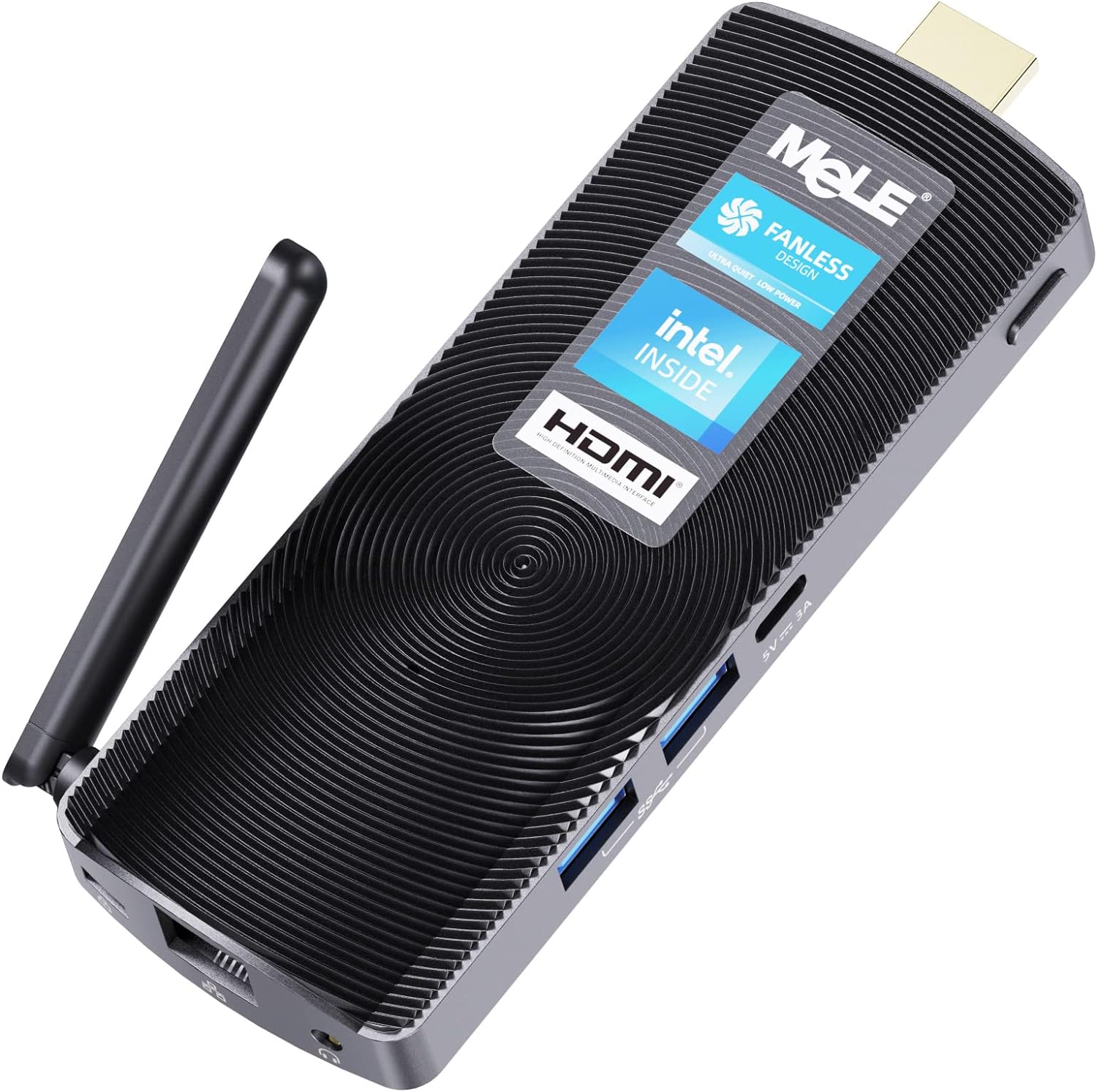 MeLE PCG02 Fanless Mini PC Stick Windows 11 Home N4000 4GB/128GB Portable Mini Desktop Computer Support HDMI 4K 60Hz, BT4.2, 2.4G/5.8G Dual Band Wi-Fi, USB, Gigabit Ethernet on IOT, Industrial