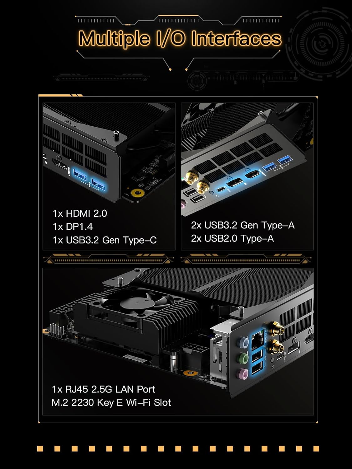 MINISFORUM AR900i Mini PC Motherboard Intel Core i9-13900HX DDR5 Dual Channel Barebone Gaming PC, 4X PCIe4.0 SSD/PCIe5.0x16, HDMI2.0|DP1.4|USB-C Video Output, M.2 2230 Key E Slot, Intel HM770 Chipset