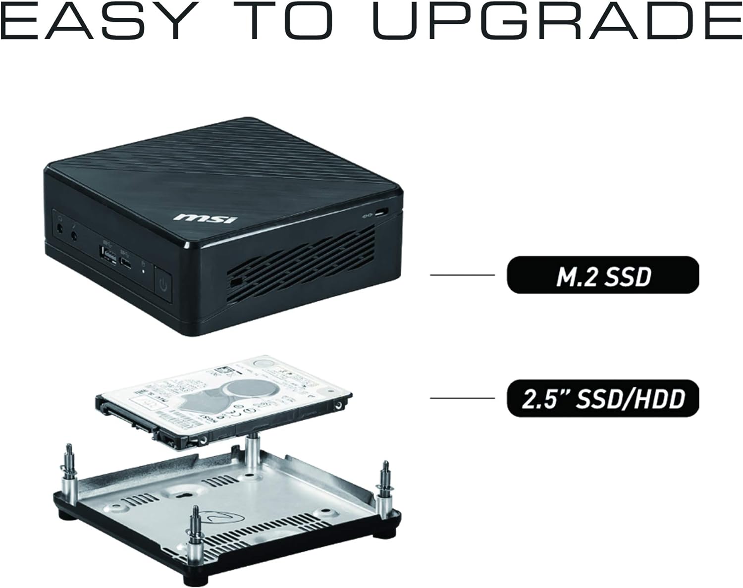 MSI Cubi 5 Mini PC: Intel Core i3-10110U, 8GB Memory, 256GB SSD, WiFi 5, BT 5.1, USB Type-C, Dual Display, Silent, White, Windows 10 Home (10M-269US) (Renewed)