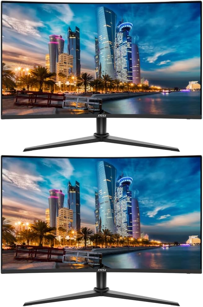 MSI G323CV 32-inch Curved 1080P Full HD 75 Hz 1ms LED Backlit LCD Gaming Monitor, 2-Pack Bundle, Frameless, Less Blue Light, FreeSync, HDMI, DisplayPort
