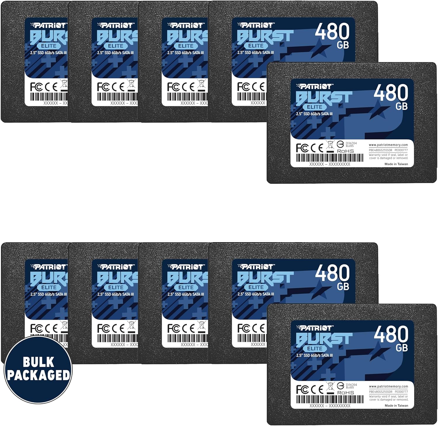 Patriot Burst Elite SATA 3 240GB SSD 2.5 10 Pack Non-Retail Bulk Packaged