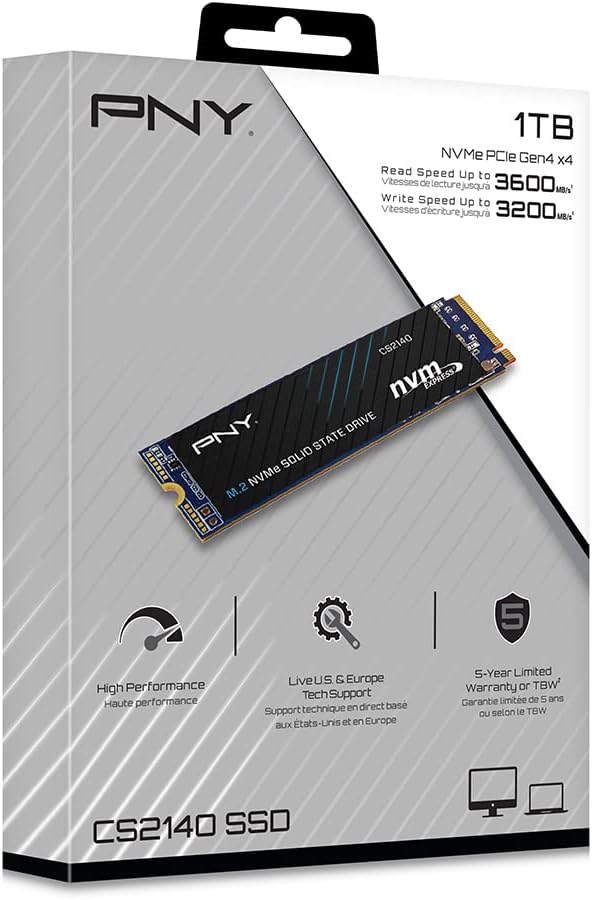 PNY M280CS2140-1TB-RB M.2 NVMe Gen4 x4 Internal Solid State Drive (SSD)