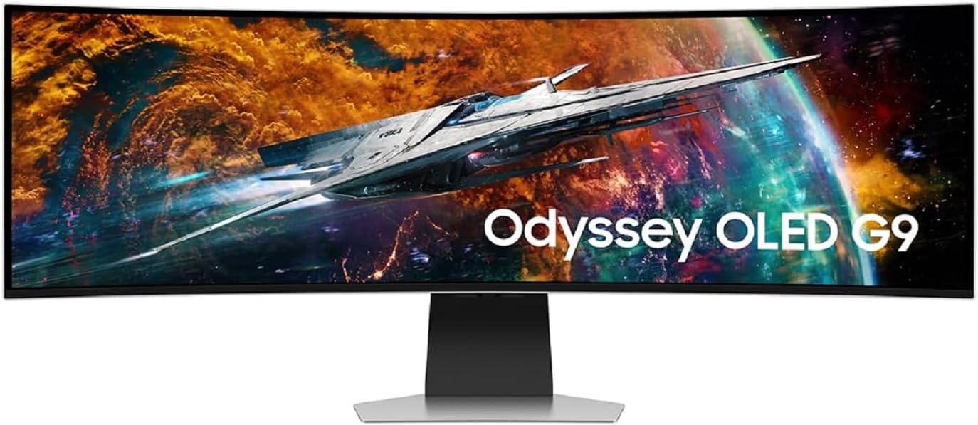 SAMSUNG 49 Odyssey OLED G9 (G95SC) Series Curved Smart Gaming Monitor, 240Hz, 0.03ms, G-Sync Compatible, Dual QHD, Neo Quantum Processor Pro, LS49CG954SNXZA, 2023