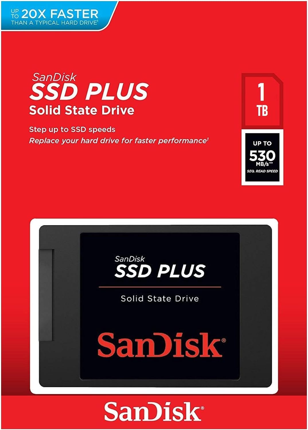 SanDisk SSD PLUS 1TB Internal SSD - SATA III 6 Gb/s, 2.5/7mm, Up to 535 MB/s - SDSSDA-1T00-G26