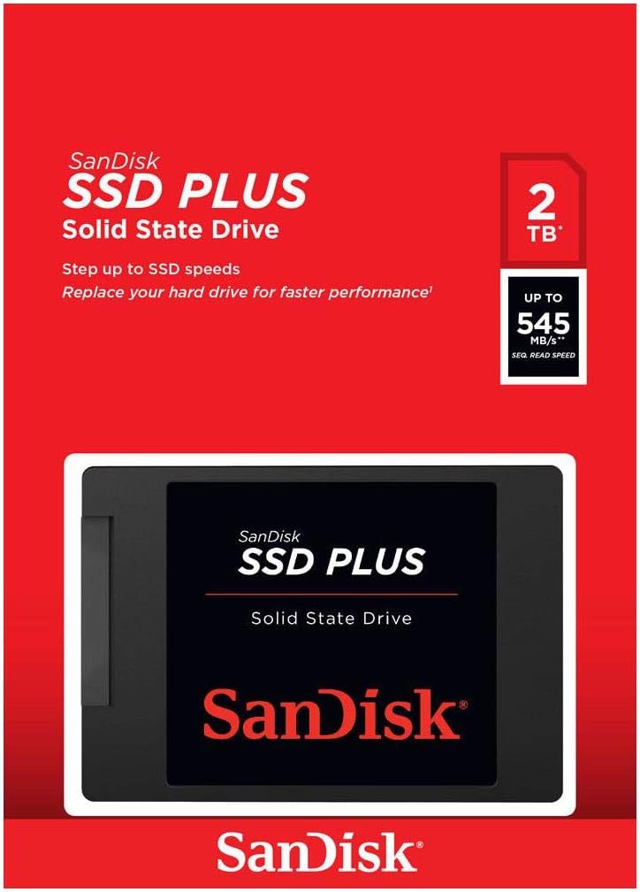 SanDisk SSD PLUS 2TB Internal SSD - SATA III 6 Gb/s, 2.5/7mm, Up to 545 MB/s - SDSSDA-2T00-G26