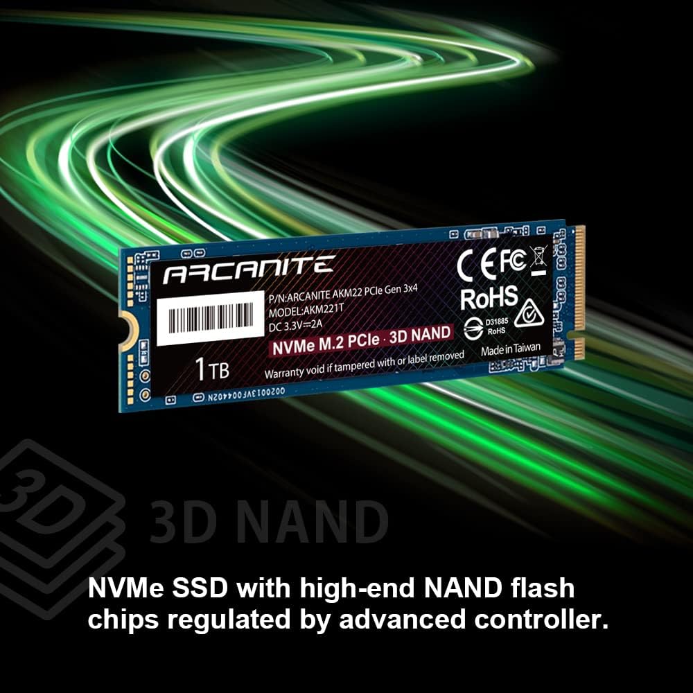SSD 1TB PCIe Gen 3.0 x 4 NVMe Internal M.2 2280