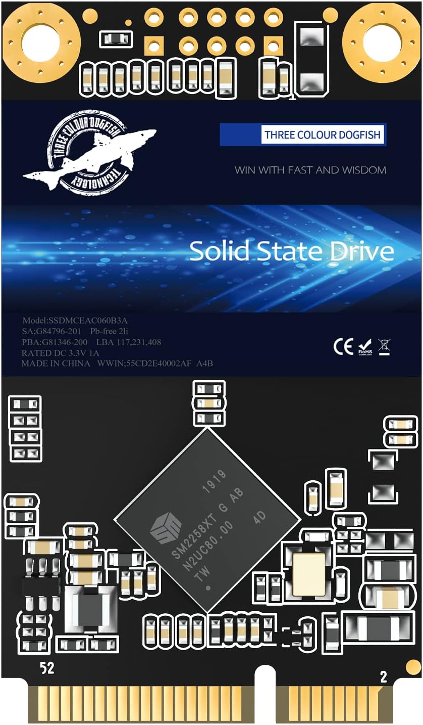 SSD mSATA 1TB Dogfish Internal Solid State Drive High Performance Hard Drive for Desktop Laptop SATA III 6Gb/s Includes SSD 16GB 32GB 60GB 64GB 120GB 128GB 240GB 250GB 480GB 500GB 1T (1TB MSATA)
