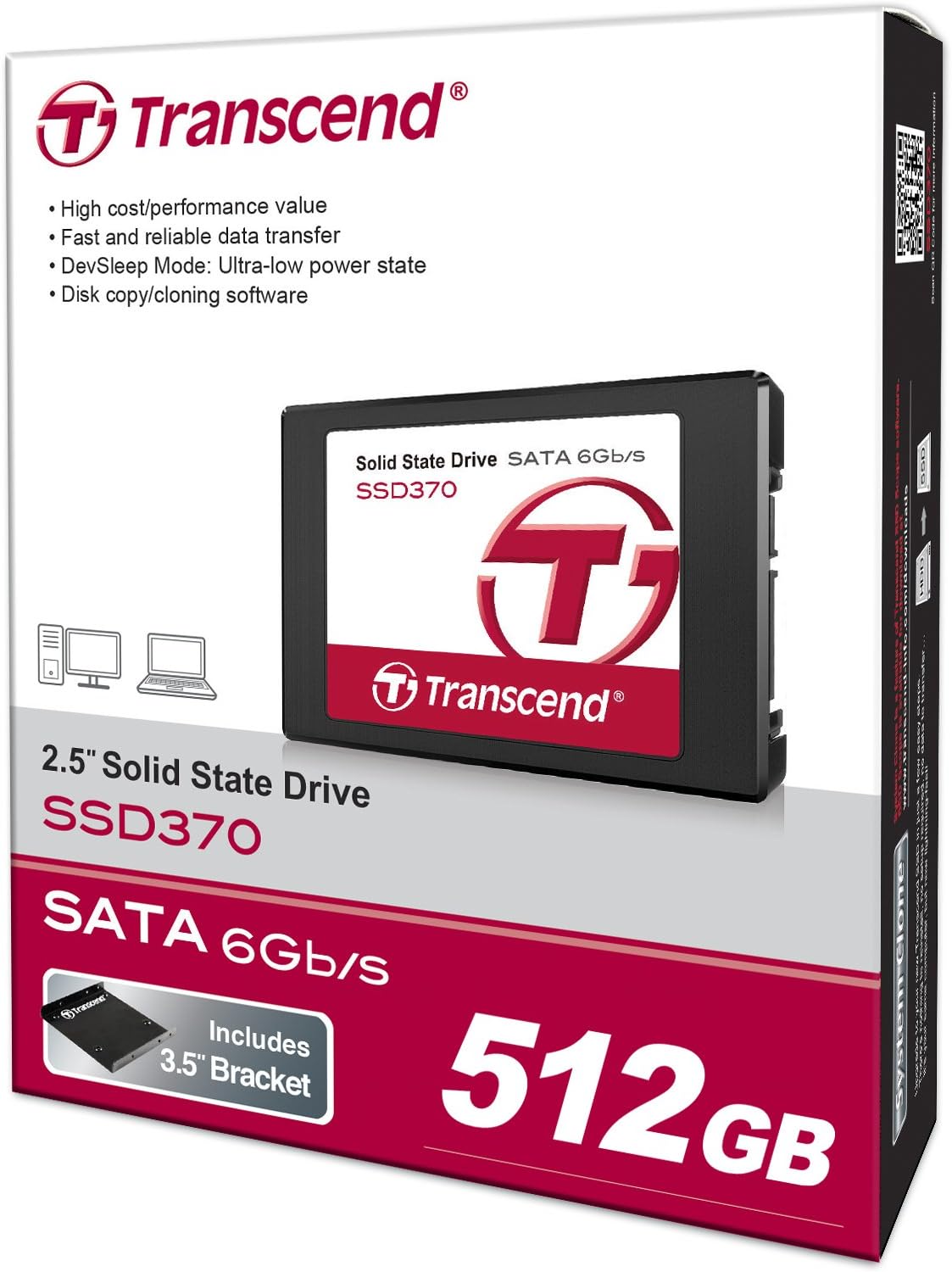 Transcend 512GB MLC SATA III 6Gb/s 2.5-Inch Internal Solid State Drive 370 (TS512GSSD370)
