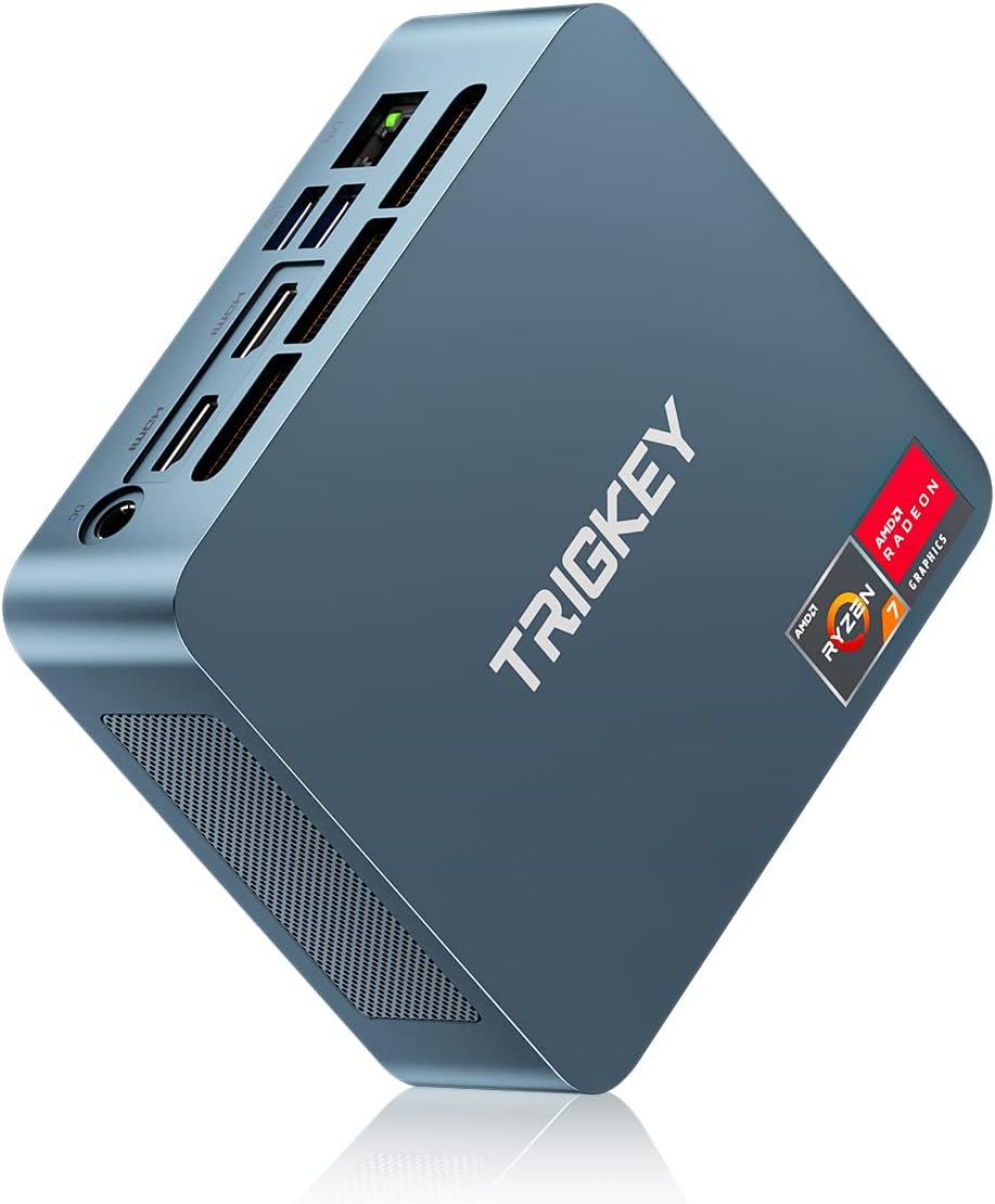 TRIGKEY S5 AMD Ryzen 7 Mini PC, 5800H (8C16T, Up to 4.4 GHz) S5 Gaming Mini Desktop, 32GB | 500GB PCIE3.0, Small Gaming PC Supports 4K Triple Displays, DP 144Hz+DHMI+Type-C, WiFi 6+BT5.2, USB3.2/3.0