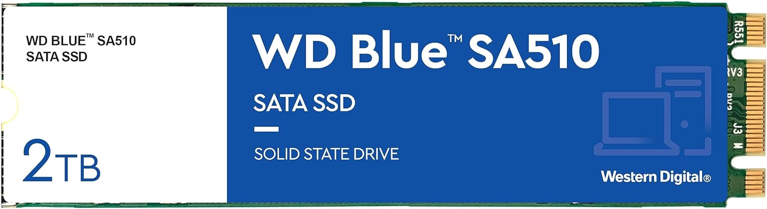 Western Digital 2TB WD Blue SA510 SATA Internal Solid State Drive SSD - SATA III 6 Gb/s, M.2 2280, Up to 560 MB/s - WDS200T3B0B