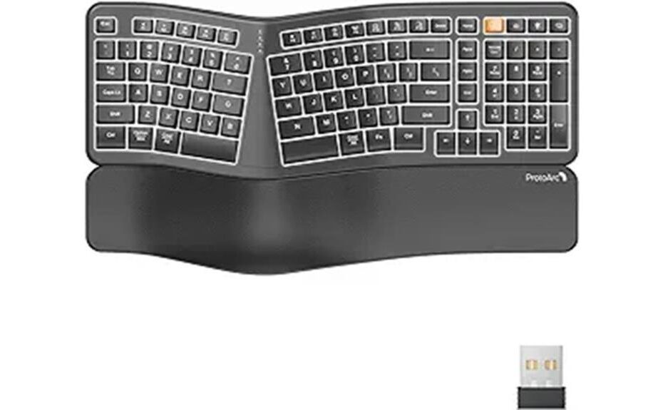 ergonomic backlit wireless keyboard