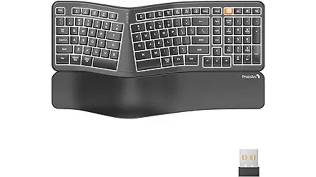 ergonomic backlit wireless keyboard