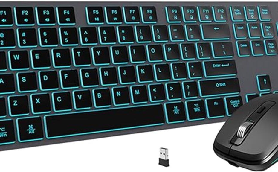 illuminated keyboard and mouse