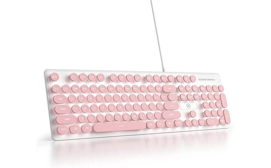 pink typewriter keyboard details