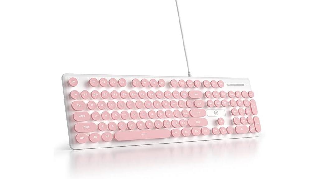 pink typewriter keyboard details